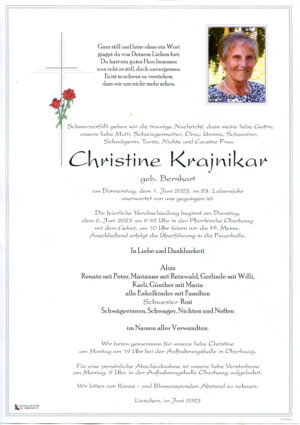 Portrait von Christine Krajnikar geb. Bernhart